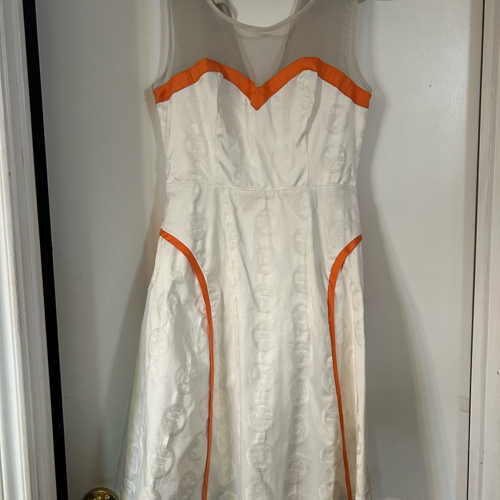 Elegant White and Orange bb-8 Star Wars Dress